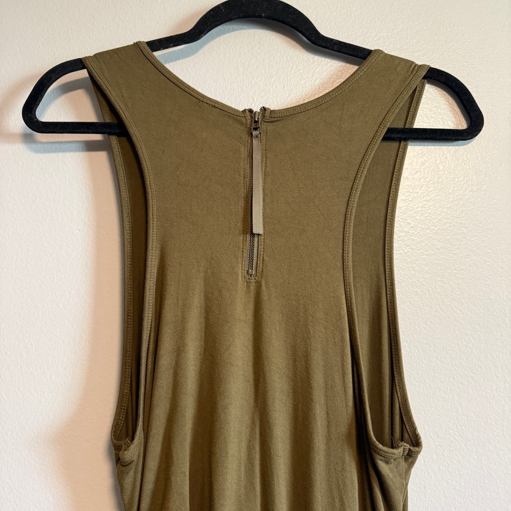 Anthropologie Daily Practice Moss Green Ruched Asymmetrical Dress Size L - Picture 8 of 13